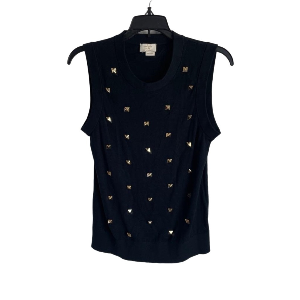 Kate Spade NY live colorfully black with gold studded cashmere silk blend blouse